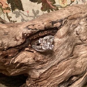 Tacori Sterling Silver 925 Cluster Cocktail 4 CZ Stone Ring Sz 7